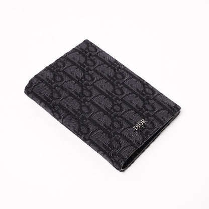 Dior Oblique 黑色緹花對折皮夾
