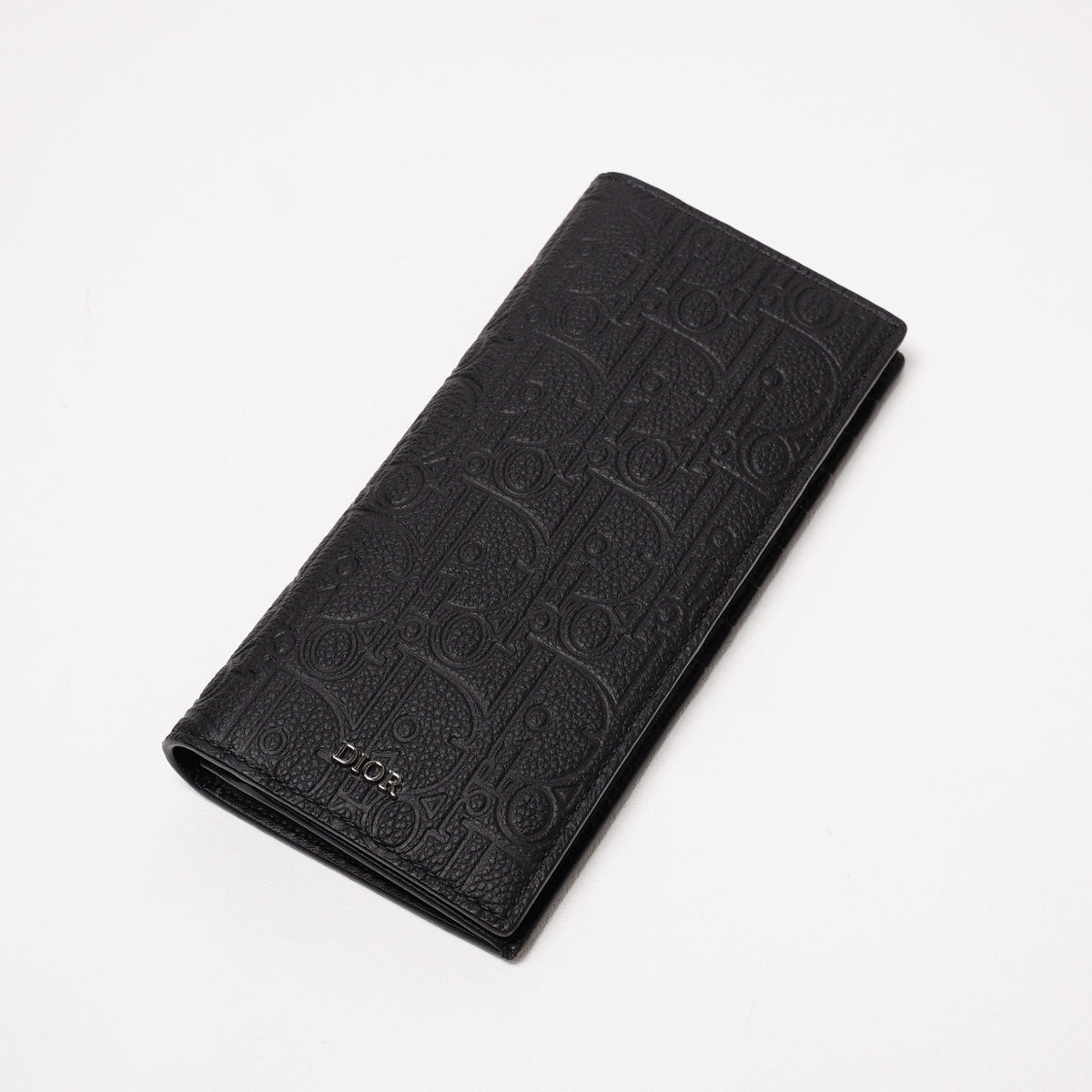 Dior Oblique 黑色緹花對折長夾