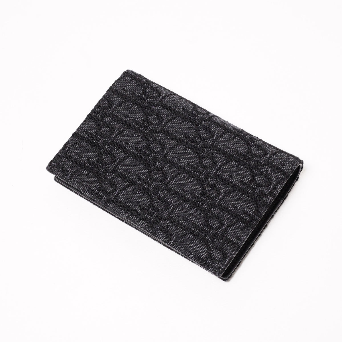 Dior Oblique 黑色緹花對折皮夾