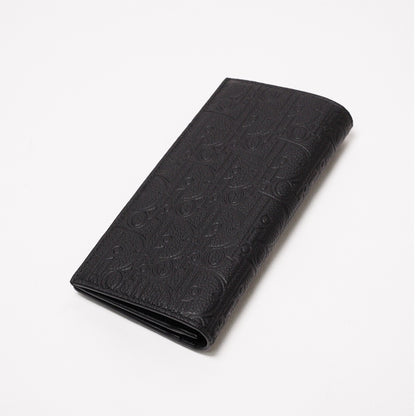 Dior Oblique 黑色緹花對折長夾
