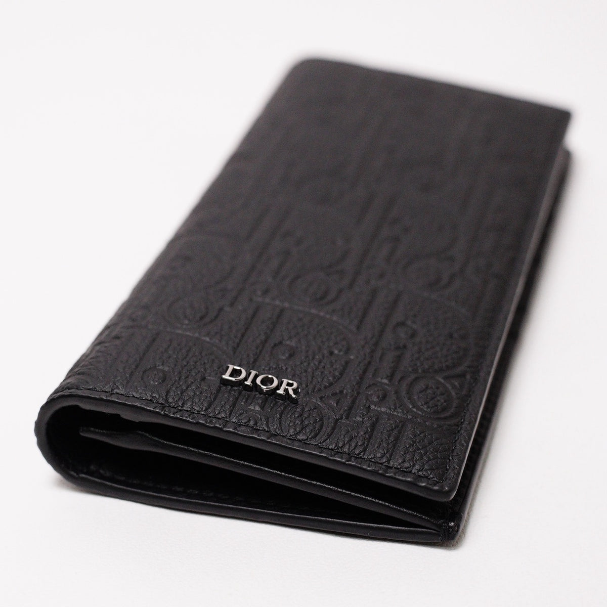 Dior Oblique 黑色緹花對折長夾