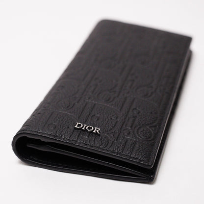 Dior Oblique 黑色緹花對折長夾
