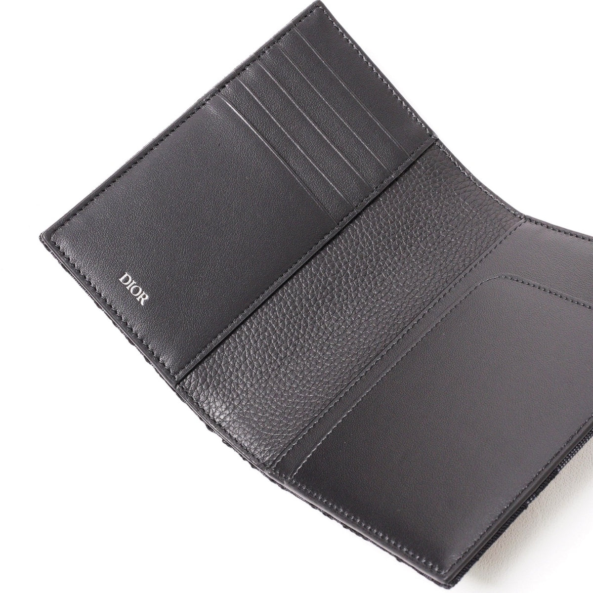 Dior Oblique 黑色緹花對折皮夾