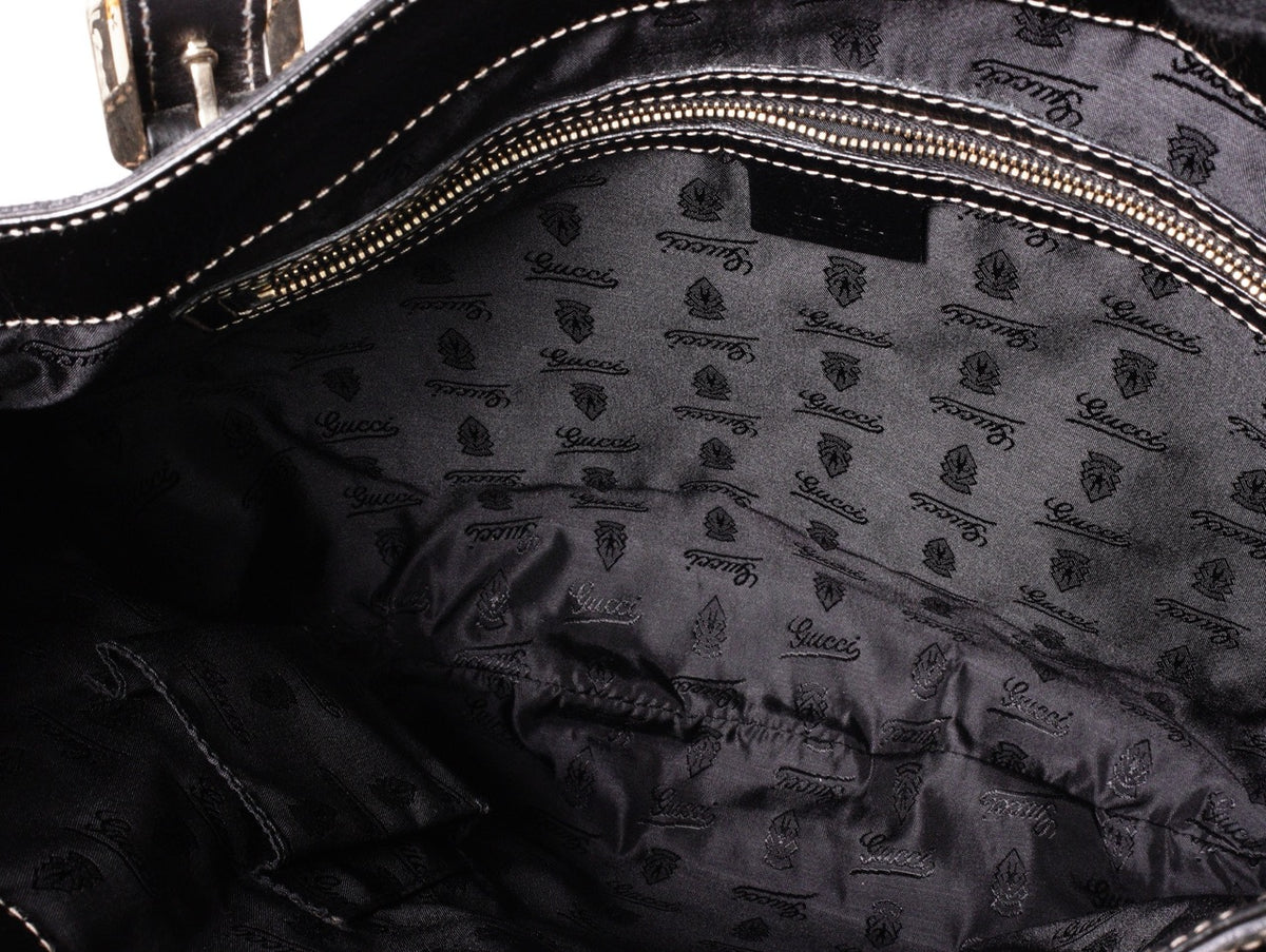 Gucci Britt Dialux 黑色漆皮雙G大Logo肩背包
