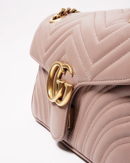 Gucci GG Marmont 裸粉色肩背斜背包