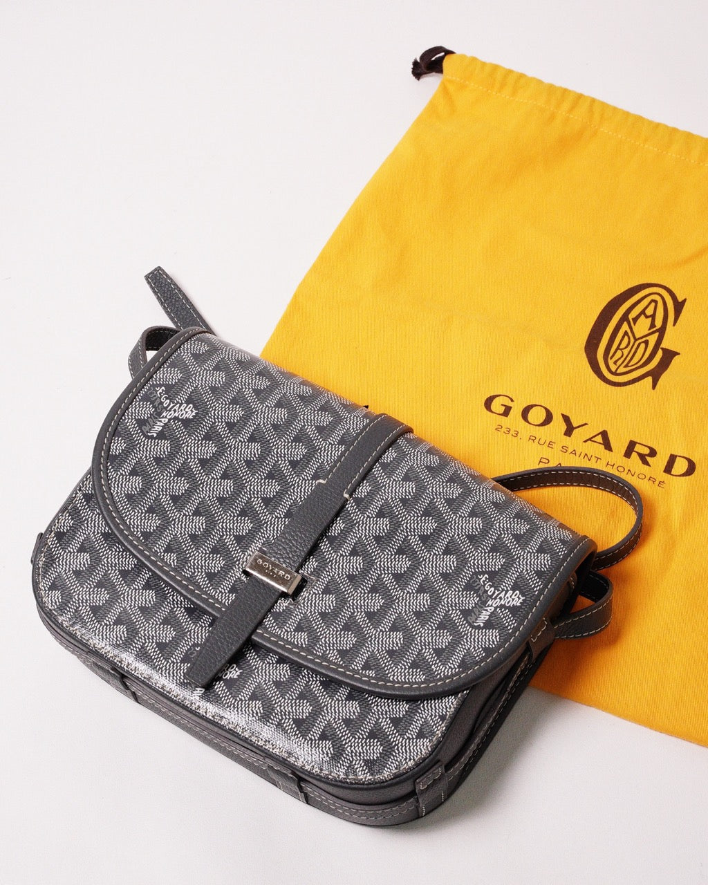 GOYARD belvedere 翻蓋馬鞍包灰色
