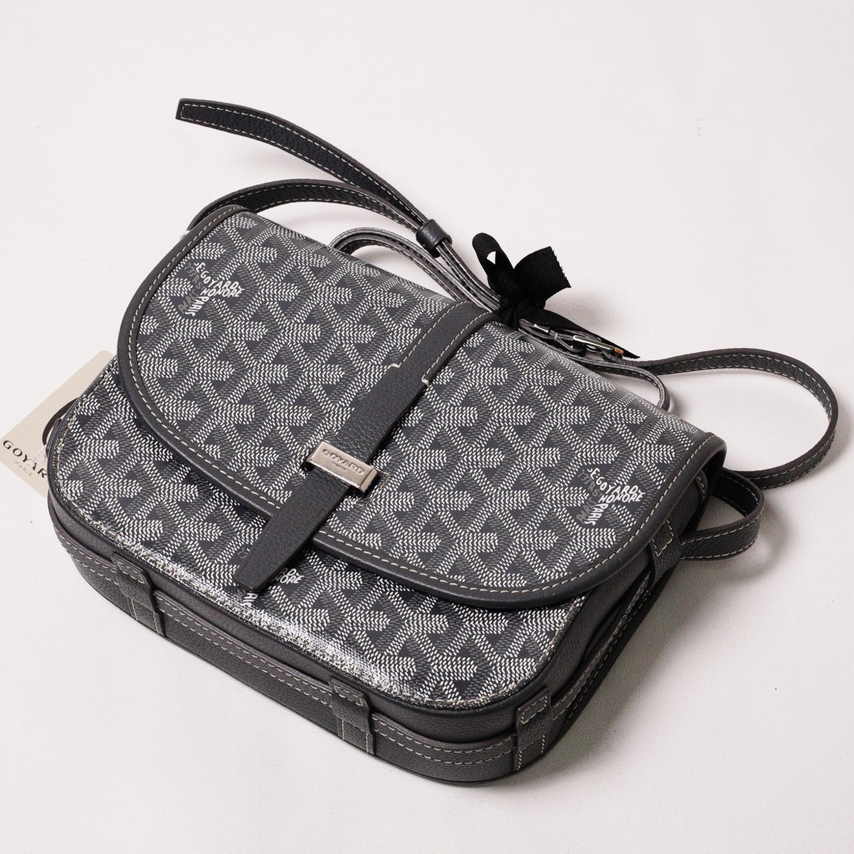 GOYARD belvedere 翻蓋馬鞍包灰色