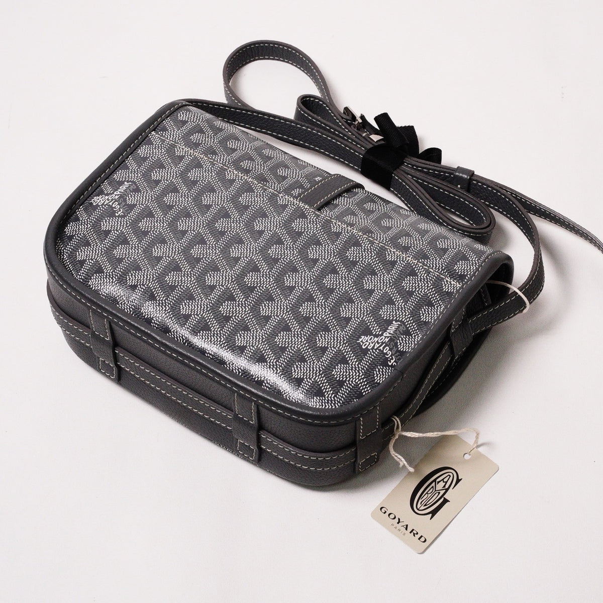 GOYARD belvedere 翻蓋馬鞍包灰色