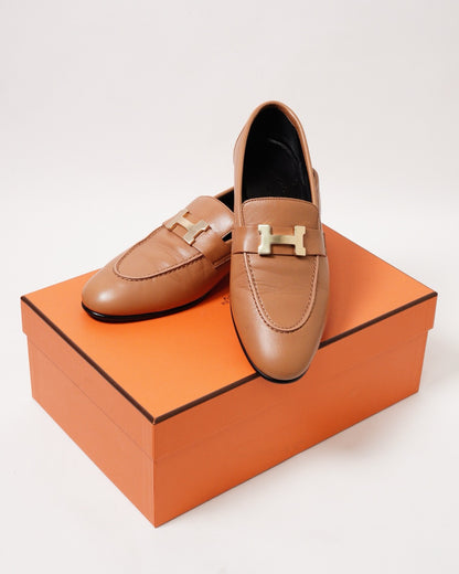 Hermès H經典樂福鞋 金棕色 EUR37