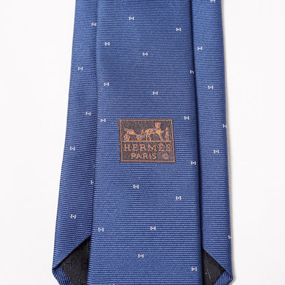 Hermès H Aleatoire 領帶 深藍色