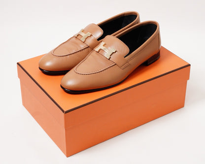 Hermès H經典樂福鞋 金棕色 EUR37