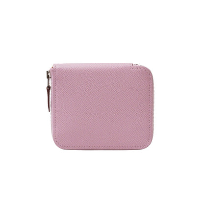 Hermès Silk In Compact Epsom小牛皮絲巾零錢包 葵花粉-Z刻