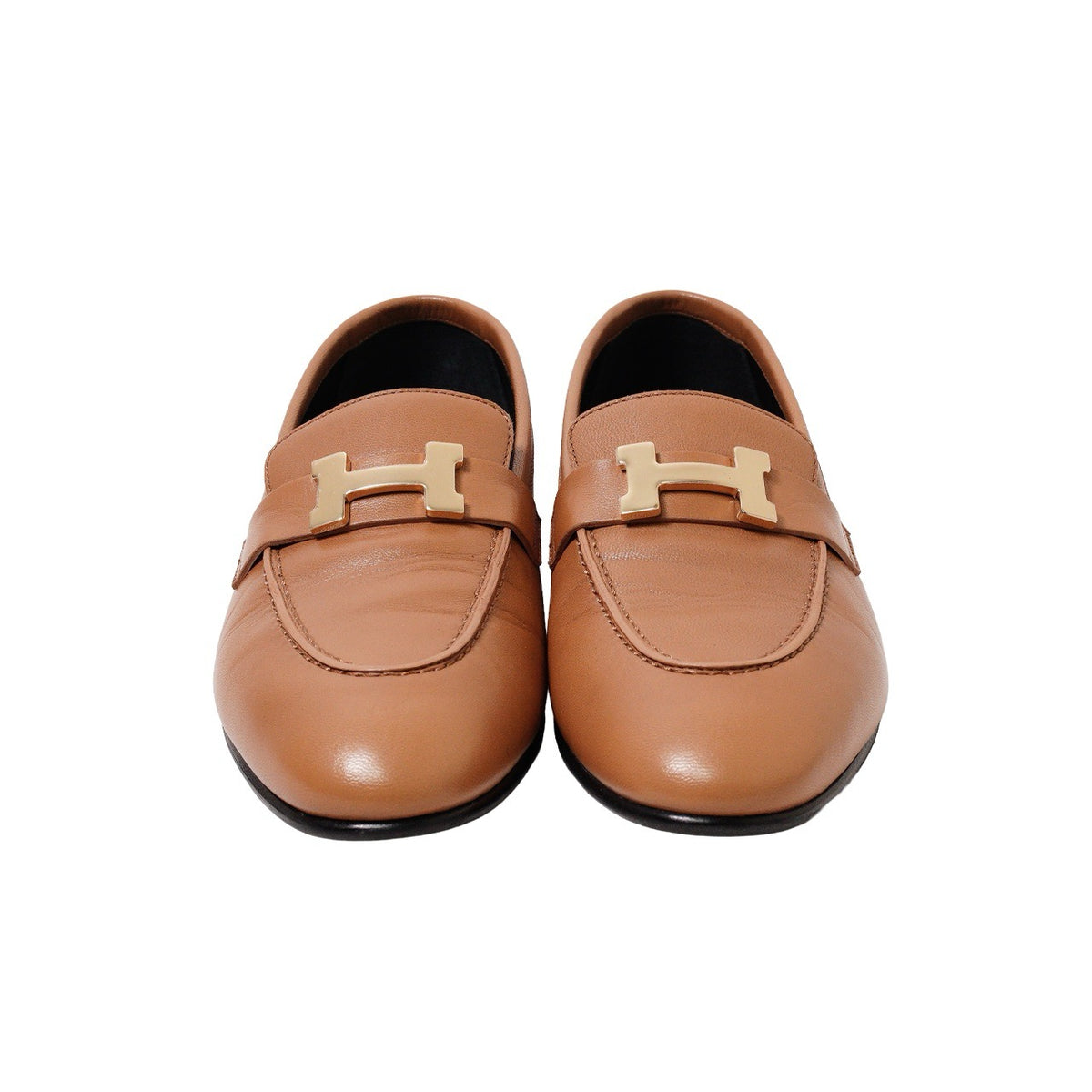 Hermès H經典樂福鞋 金棕色 EUR37