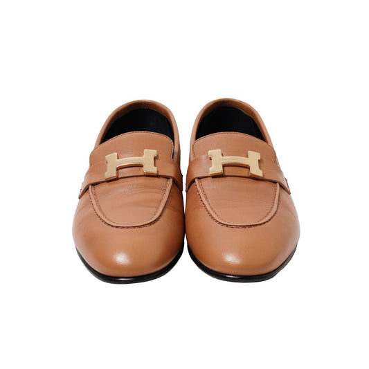 Hermès H經典樂福鞋 金棕色 EUR37