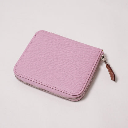 Hermès Silk In Compact Epsom小牛皮絲巾零錢包 葵花粉-Z刻