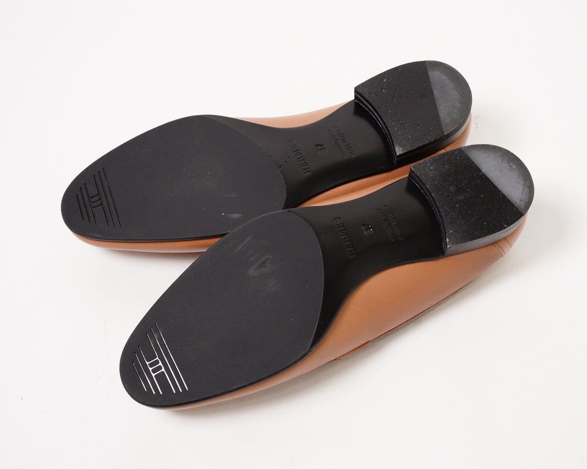 Hermès H經典樂福鞋 金棕色 EUR37