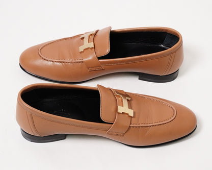 Hermès H經典樂福鞋 金棕色 EUR37