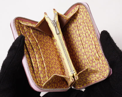 Hermès Silk In Compact Epsom小牛皮絲巾零錢包 葵花粉-Z刻