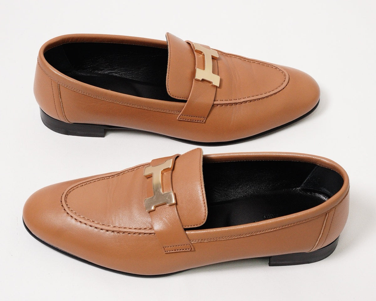 Hermès H經典樂福鞋 金棕色 EUR37