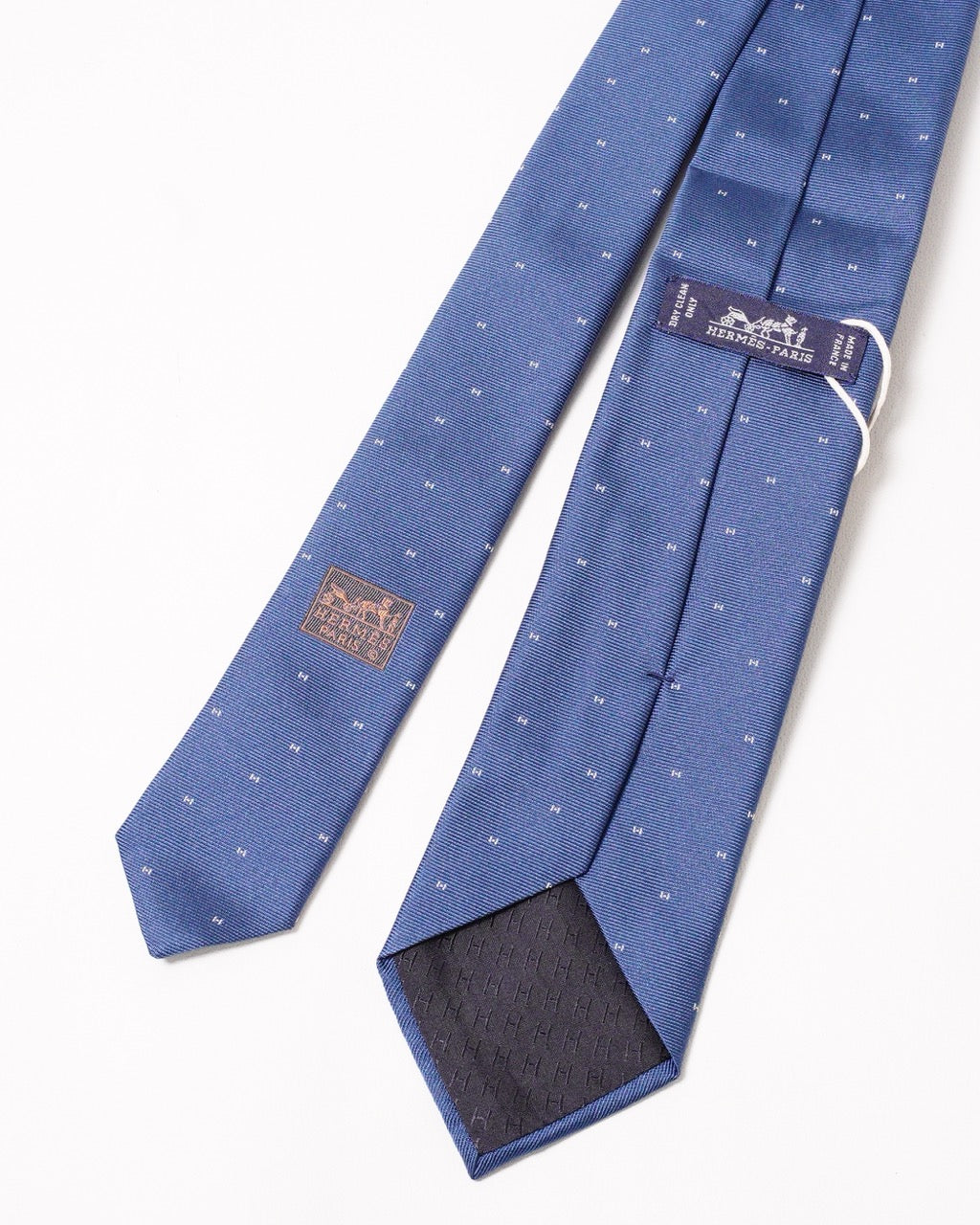 Hermès H Aleatoire 領帶 深藍色