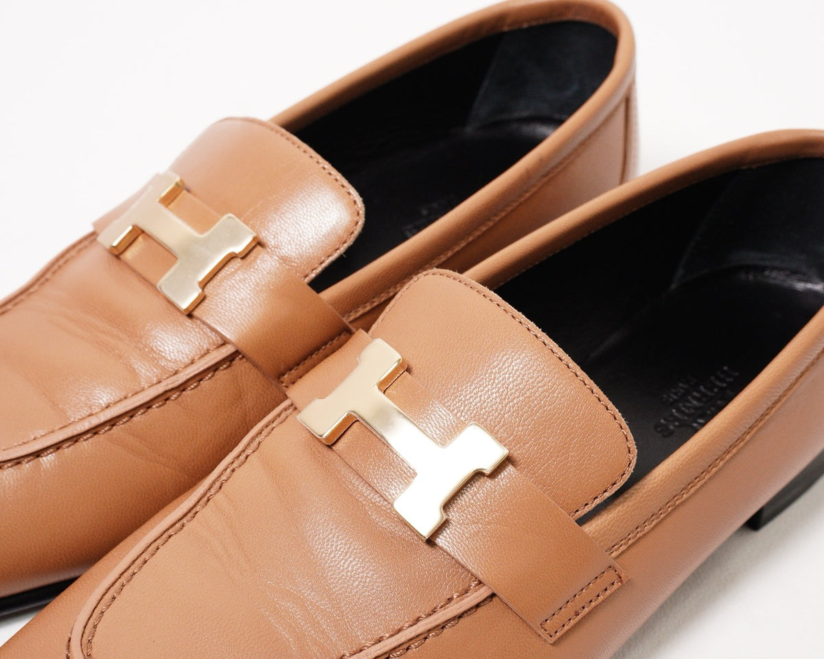 Hermès H經典樂福鞋 金棕色 EUR37