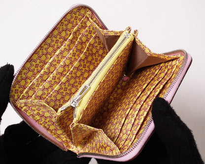 Hermès Silk In Compact Epsom小牛皮絲巾零錢包 葵花粉-Z刻