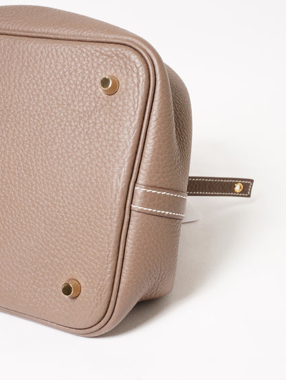 Hermès Picotin Lock 22 牛皮水桶包 大象灰-U刻