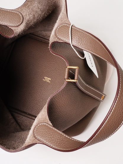 Hermès Picotin Lock 22 牛皮水桶包 大象灰-U刻
