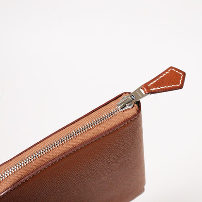 Hermès Epsom En Liberte 圖案絲巾皮革長夾-D刻