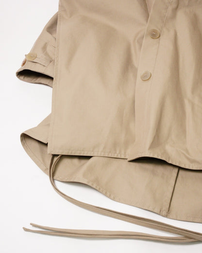 Loewe Hooded Parka 拼貼皮革胸袋軍裝連帽短風衣 焦糖棕色