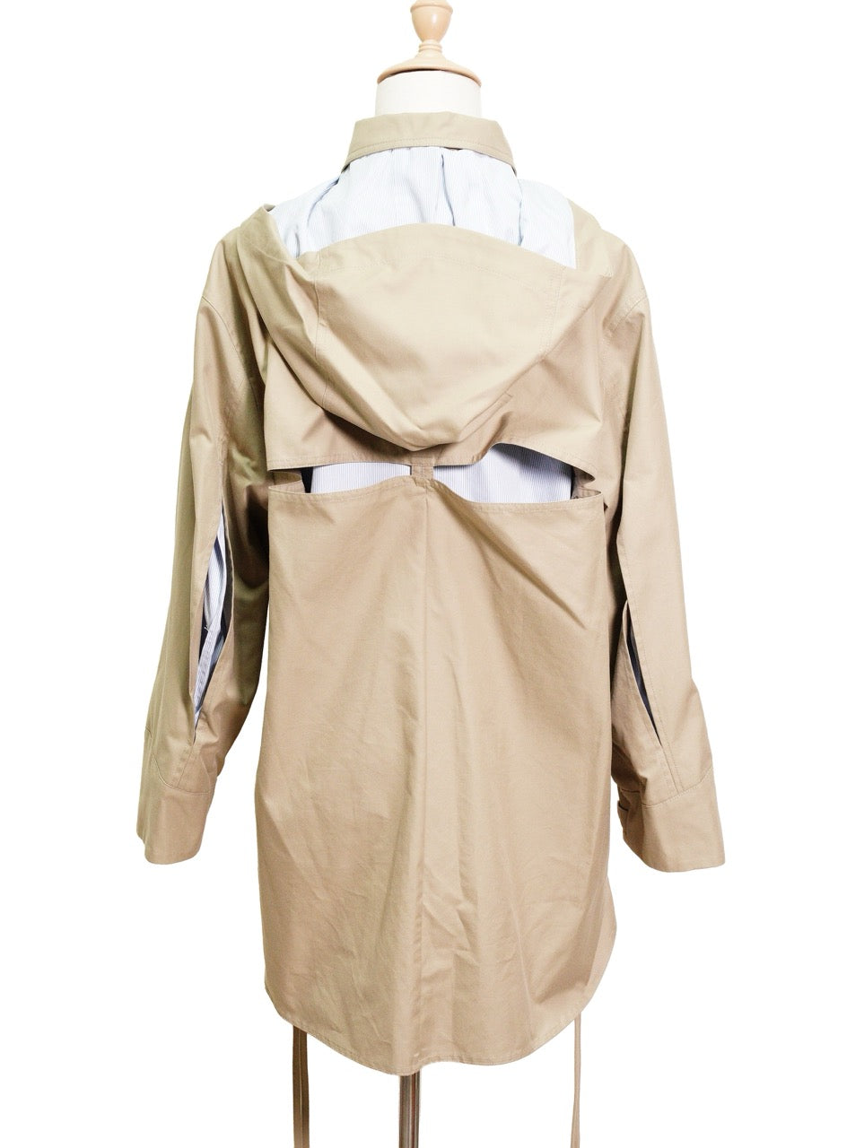Loewe Hooded Parka 拼貼皮革胸袋軍裝連帽短風衣 焦糖棕色