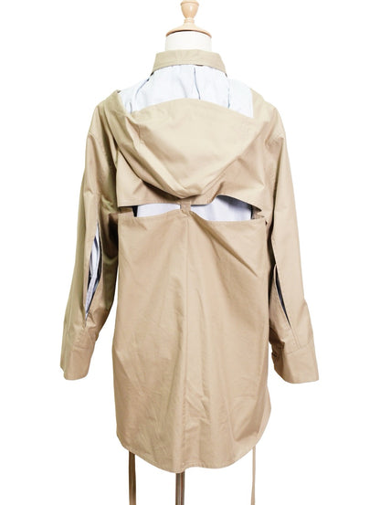 Loewe Hooded Parka 拼貼皮革胸袋軍裝連帽短風衣 焦糖棕色