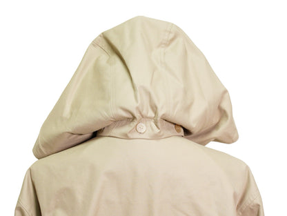 Loewe Hooded Parka 拼貼皮革胸袋軍裝連帽短風衣 焦糖棕色