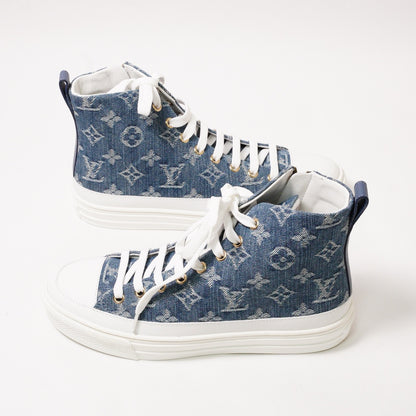 Louis Vuitton Stellar-Line 藍色老花丹寧牛仔高筒休閒鞋 EUR36
