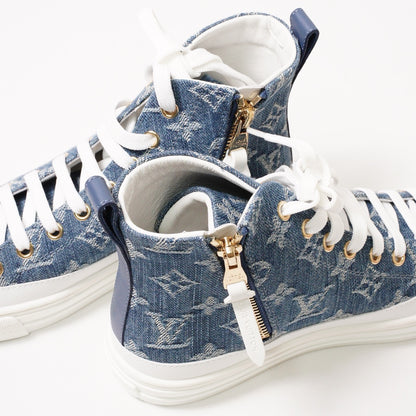 Louis Vuitton Stellar-Line 藍色老花丹寧牛仔高筒休閒鞋 EUR36