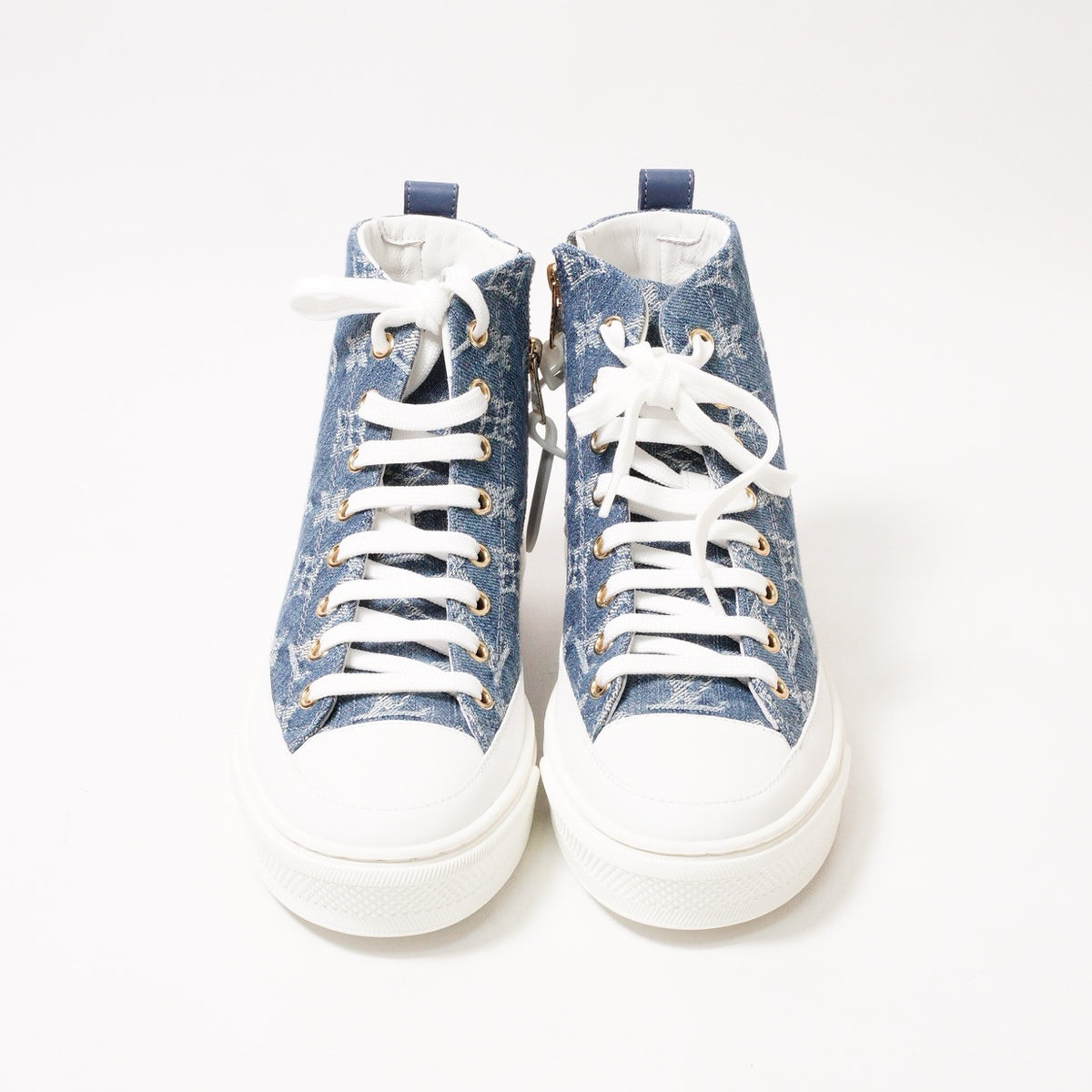 Louis Vuitton Stellar-Line 藍色老花丹寧牛仔高筒休閒鞋 EUR36