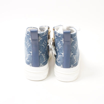 Louis Vuitton Stellar-Line 藍色老花丹寧牛仔高筒休閒鞋 EUR36