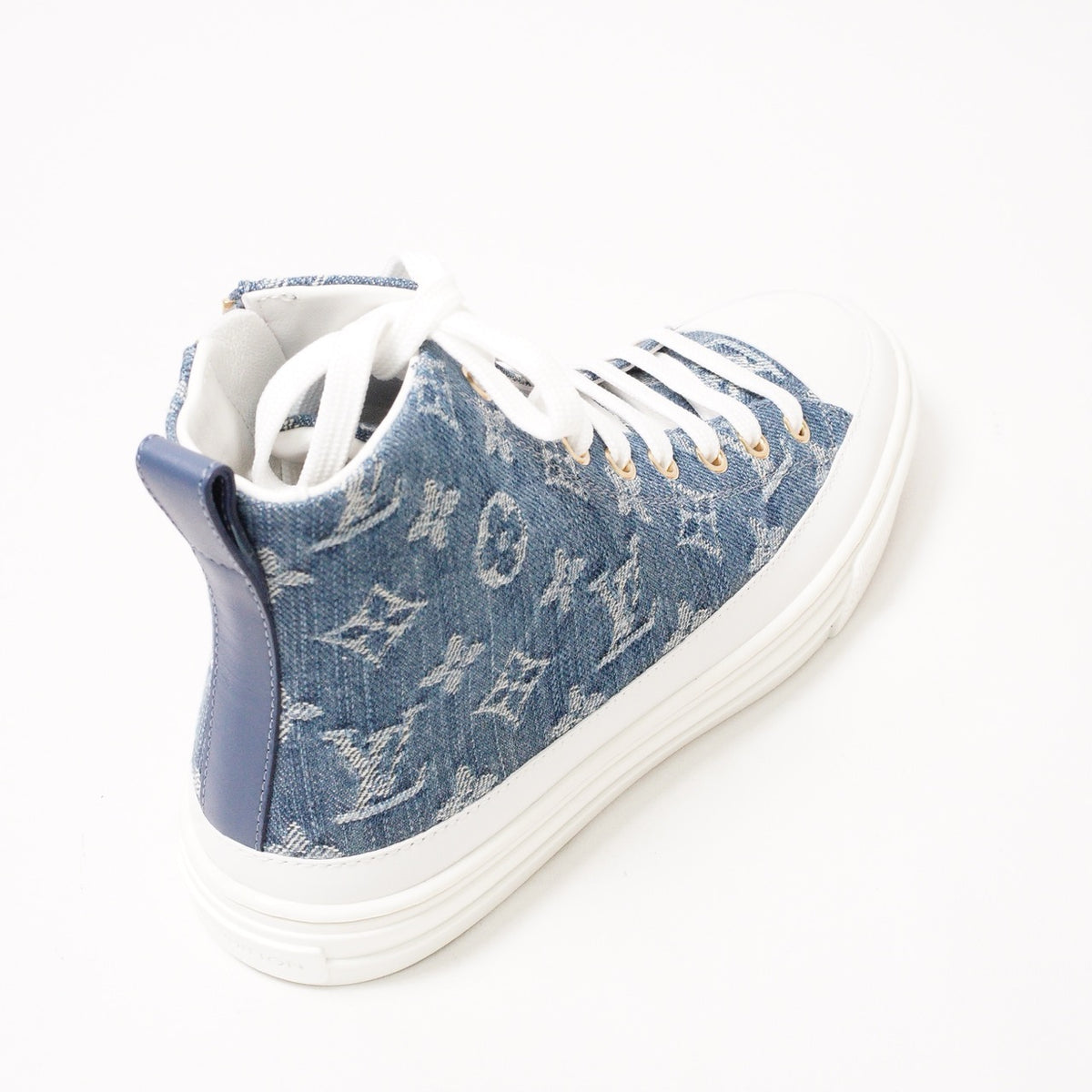 Louis Vuitton Stellar-Line 藍色老花丹寧牛仔高筒休閒鞋 EUR36