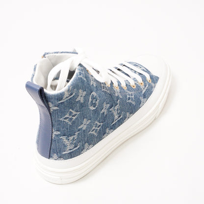 Louis Vuitton Stellar-Line 藍色老花丹寧牛仔高筒休閒鞋 EUR36