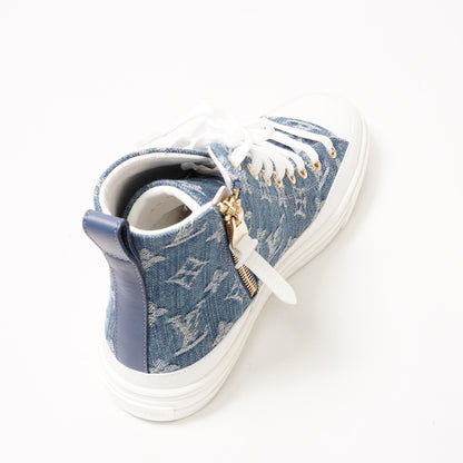 Louis Vuitton Stellar-Line 藍色老花丹寧牛仔高筒休閒鞋 EUR36