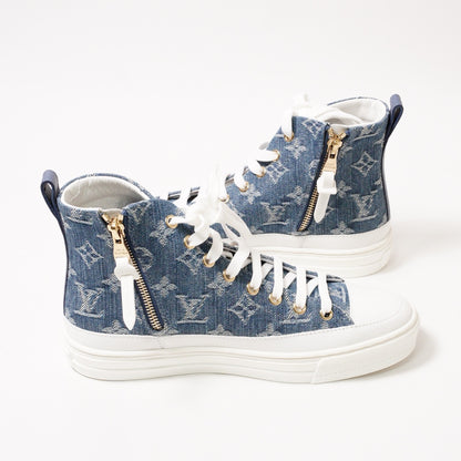 Louis Vuitton Stellar-Line 藍色老花丹寧牛仔高筒休閒鞋 EUR36