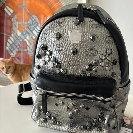 MCM絕版兩用款後背包 小號 金屬光澤