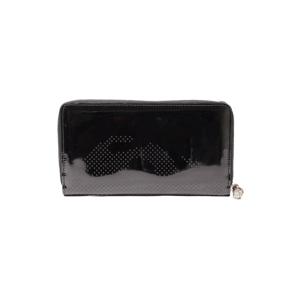 Alexander McQueen Black Patent LeatherZip 長夾錢包