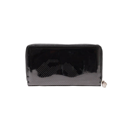 Alexander McQueen Black Patent LeatherZip 長夾錢包