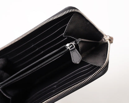 Alexander McQueen Black Patent LeatherZip 長夾錢包