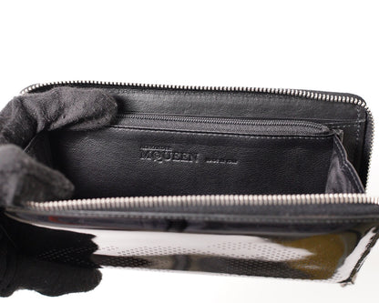 Alexander McQueen Black Patent LeatherZip 長夾錢包
