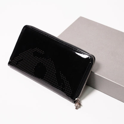 Alexander McQueen Black Patent LeatherZip 長夾錢包