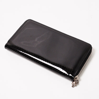 Alexander McQueen Black Patent LeatherZip 長夾錢包