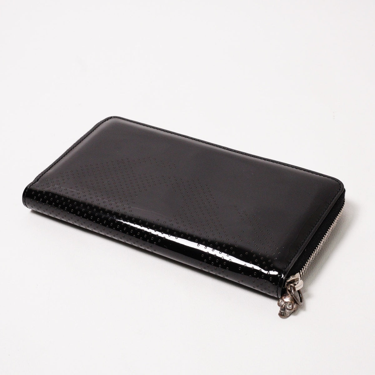 Alexander McQueen Black Patent LeatherZip 長夾錢包
