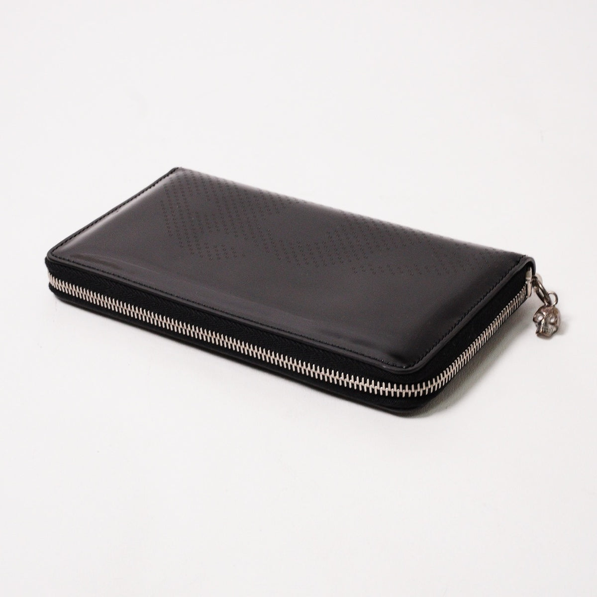 Alexander McQueen Black Patent LeatherZip 長夾錢包